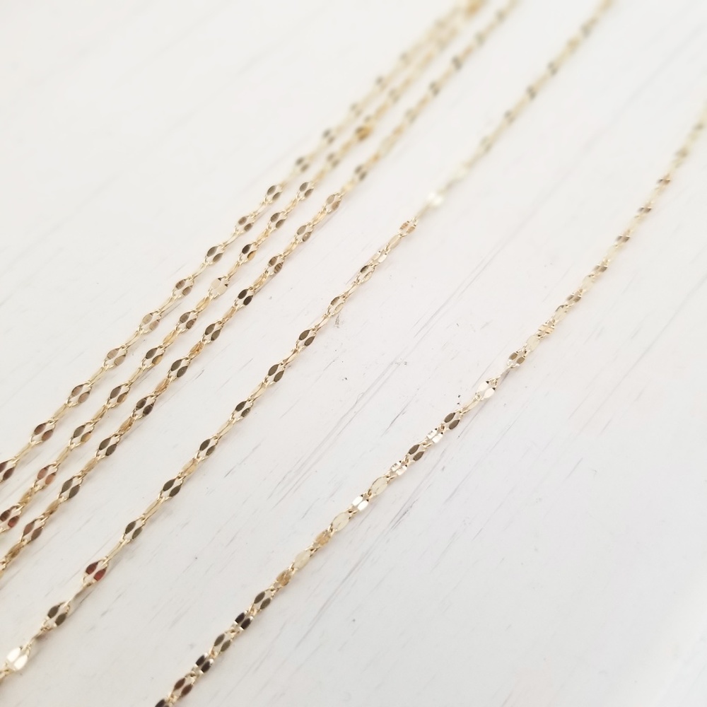 Layered 14K Gold Necklace Dainty Thin Chain - Picture 3 of 5